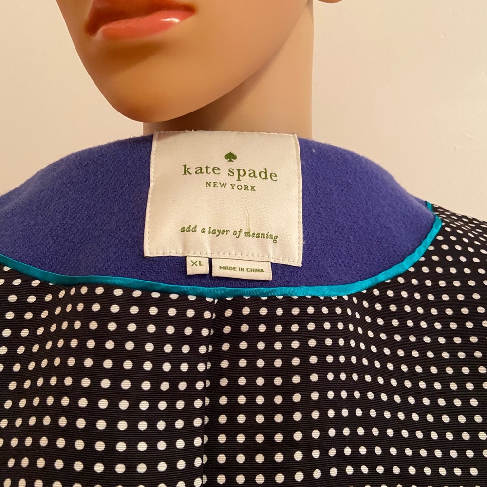 Women's Kate Spade Pea Coat Royal Blue Knee Length Dress Coat Size XL - Picture 6 of 12